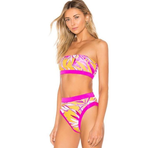 NWT Lovers + Friends Little Me Bikini Strapless Bandeau Top in Palm, Size XS - Picture 3 of 6